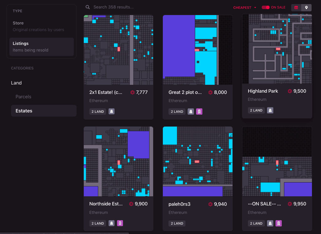 Wat is de goedkoopste grond in Decentraland?