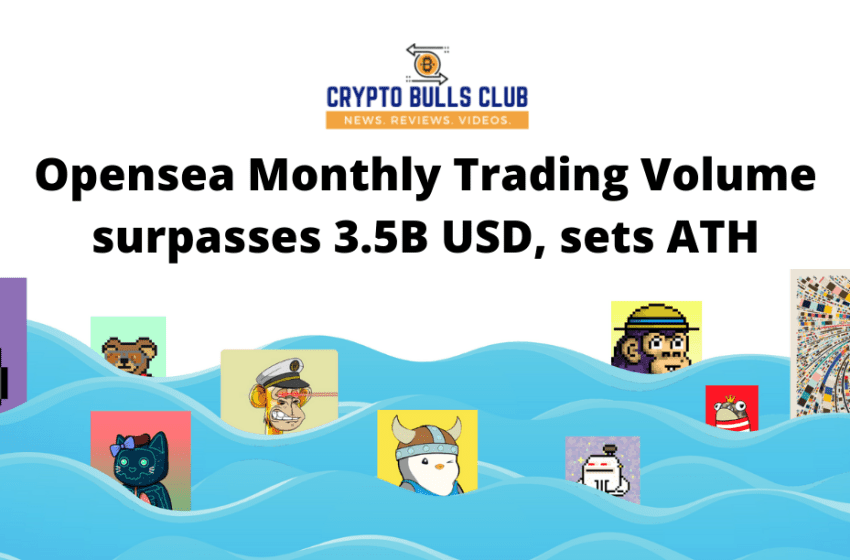  Opensea Monthly Trading Volume surpasses 3.5B USD, sets ATH