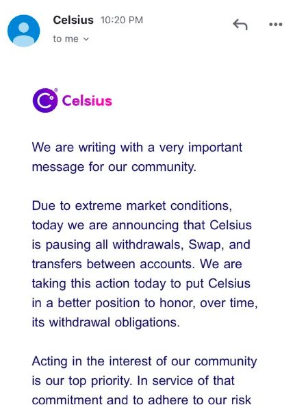 Celsius sent Mail