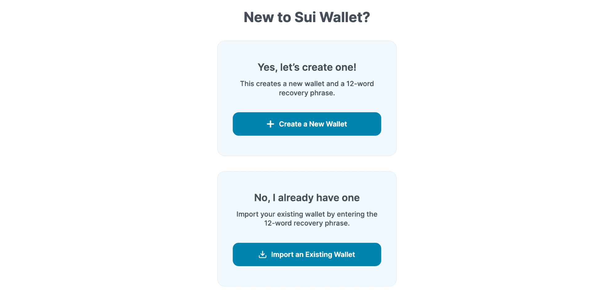 Sui wallet creation