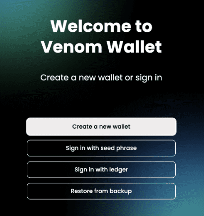 Venom wallet creation